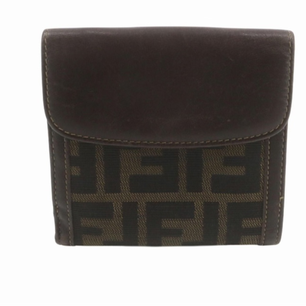FENDI BROWN ZUCCA COMPACT WALLET